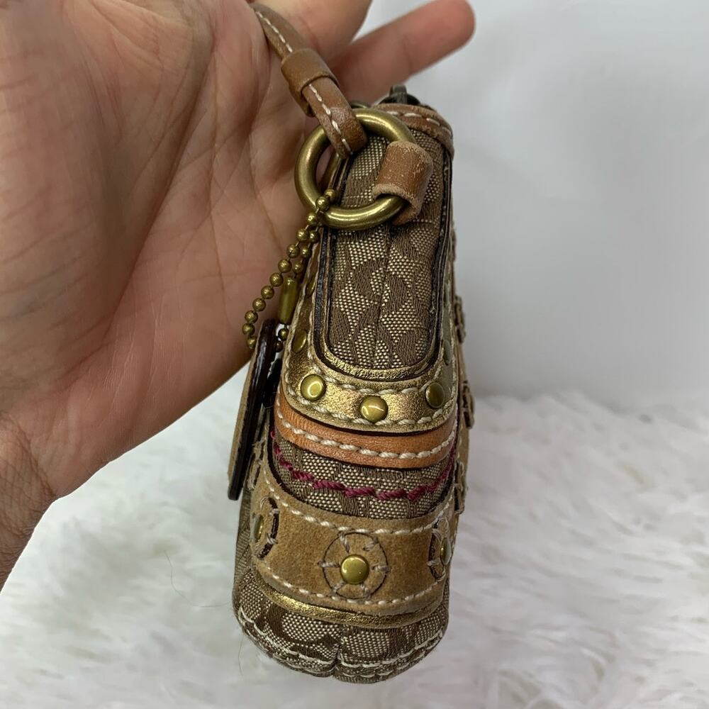 COACH Brown Signature Canvas Wristlet - Picture 5 of 10